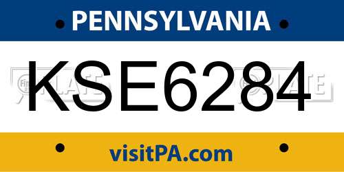 KSE6284 Pennsylvania License Plate