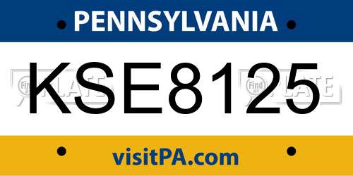 KSE8125 Pennsylvania License Plate
