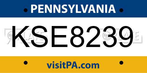KSE8239 Pennsylvania License Plate