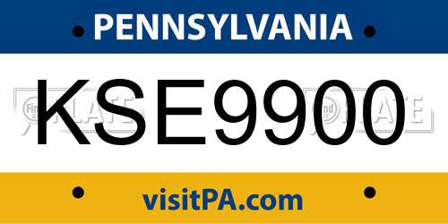 KSE9900 Pennsylvania License Plate