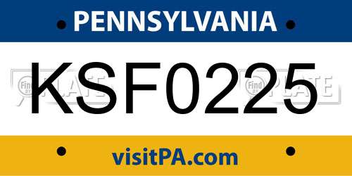 KSF0225 Pennsylvania License Plate