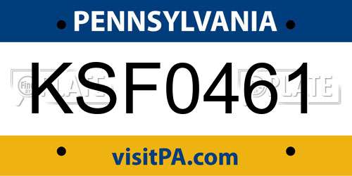 KSF0461 Pennsylvania License Plate