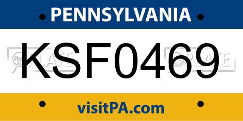 KSF0469 Pennsylvania License Plate