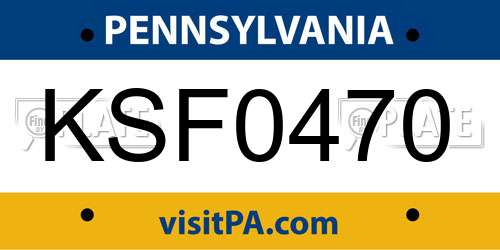 KSF0470 Pennsylvania License Plate