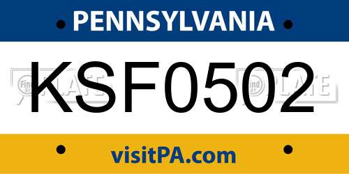 KSF0502 Pennsylvania License Plate