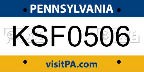 KSF0506 Pennsylvania License Plate