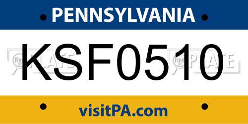 KSF0510 Pennsylvania License Plate