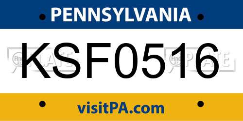 KSF0516 Pennsylvania License Plate