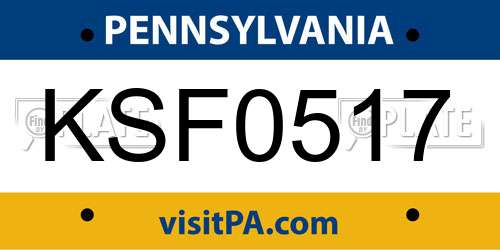 KSF0517 Pennsylvania License Plate
