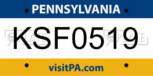 KSF0519 Pennsylvania License Plate
