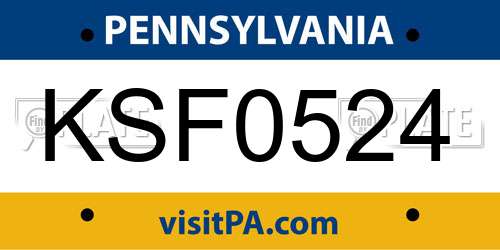 KSF0524 Pennsylvania License Plate