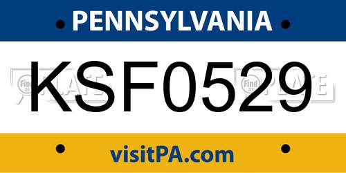KSF0529 Pennsylvania License Plate