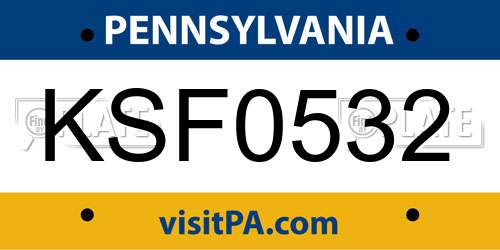 KSF0532 Pennsylvania License Plate