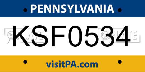 KSF0534 Pennsylvania License Plate