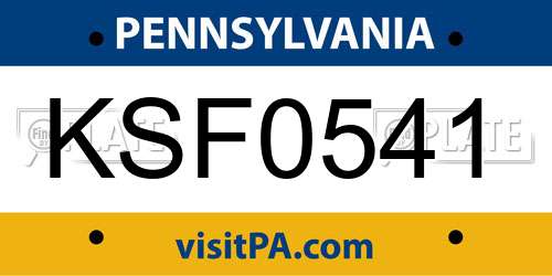 KSF0541 Pennsylvania License Plate