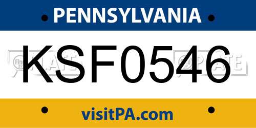 KSF0546 Pennsylvania License Plate