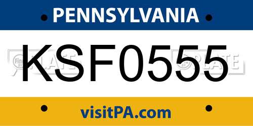 KSF0555 Pennsylvania License Plate