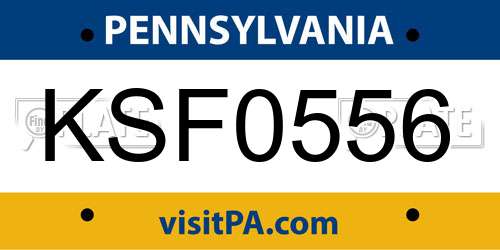KSF0556 Pennsylvania License Plate