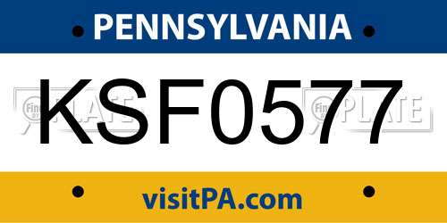 KSF0577 Pennsylvania License Plate