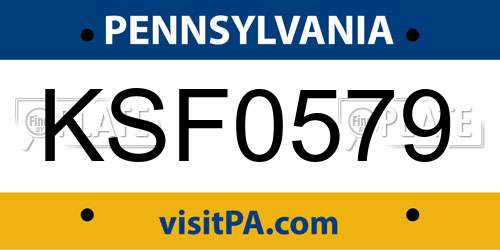 KSF0579 Pennsylvania License Plate