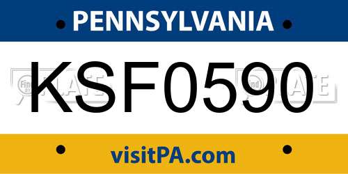 KSF0590 Pennsylvania License Plate