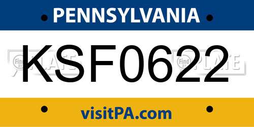 KSF0622 Pennsylvania License Plate