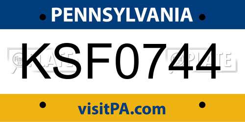 KSF0744 Pennsylvania License Plate