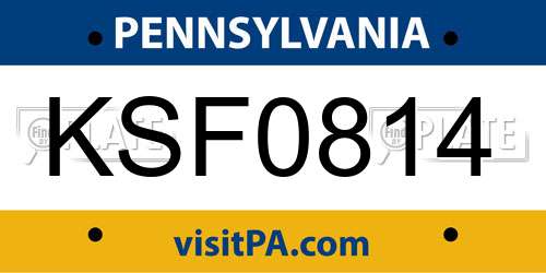 KSF0814 Pennsylvania License Plate