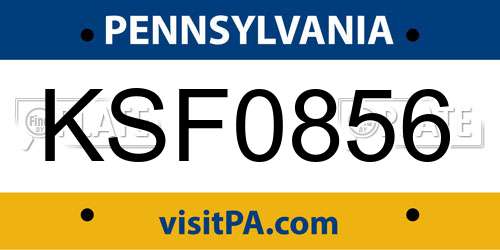 KSF0856 Pennsylvania License Plate