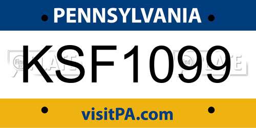 KSF1099 Pennsylvania License Plate