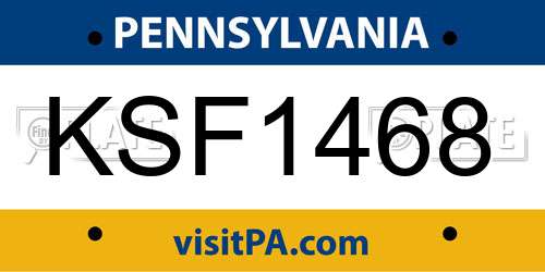 KSF1468 Pennsylvania License Plate