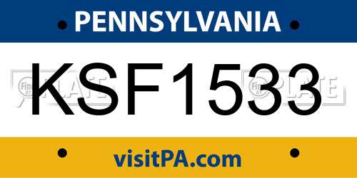 KSF1533 Pennsylvania License Plate