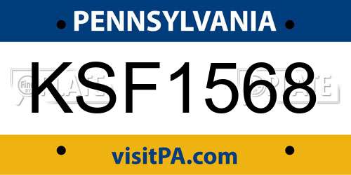KSF1568 Pennsylvania License Plate