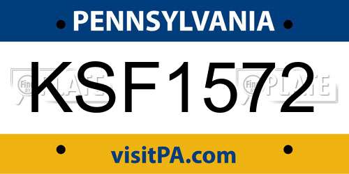 KSF1572 Pennsylvania License Plate