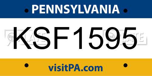 KSF1595 Pennsylvania License Plate