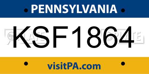 KSF1864 Pennsylvania License Plate