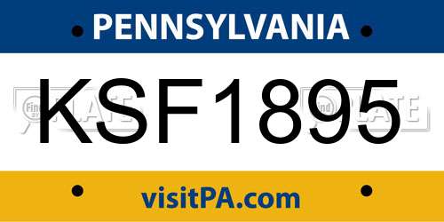 KSF1895 Pennsylvania License Plate