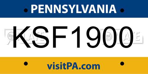KSF1900 Pennsylvania License Plate