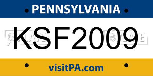 KSF2009 Pennsylvania License Plate