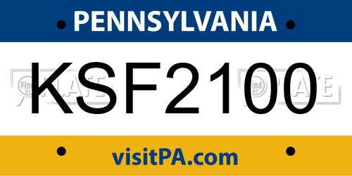 KSF2100 Pennsylvania License Plate