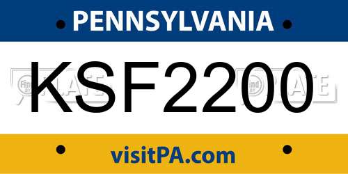 KSF2200 Pennsylvania License Plate