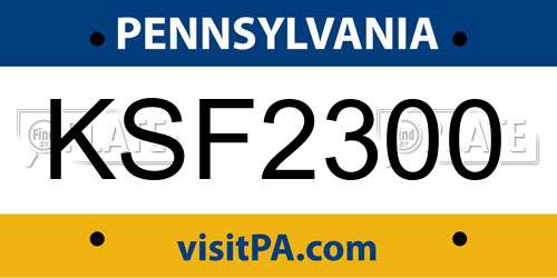KSF2300 Pennsylvania License Plate