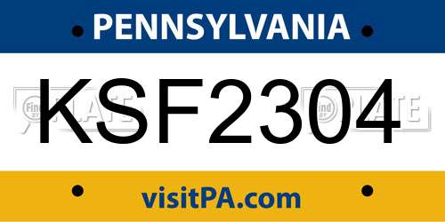 KSF2304 Pennsylvania License Plate
