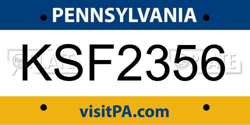 KSF2356 Pennsylvania License Plate