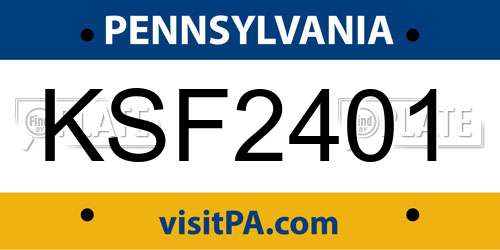 KSF2401 Pennsylvania License Plate