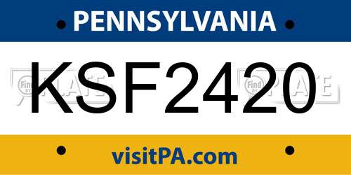 KSF2420 Pennsylvania License Plate