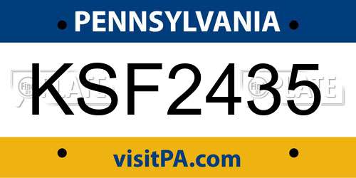 KSF2435 Pennsylvania License Plate
