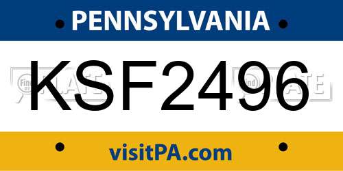 KSF2496 Pennsylvania License Plate