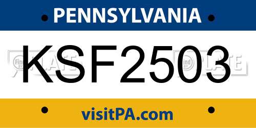 KSF2503 Pennsylvania License Plate