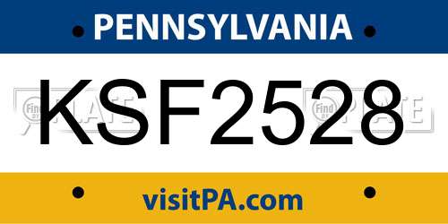 KSF2528 Pennsylvania License Plate